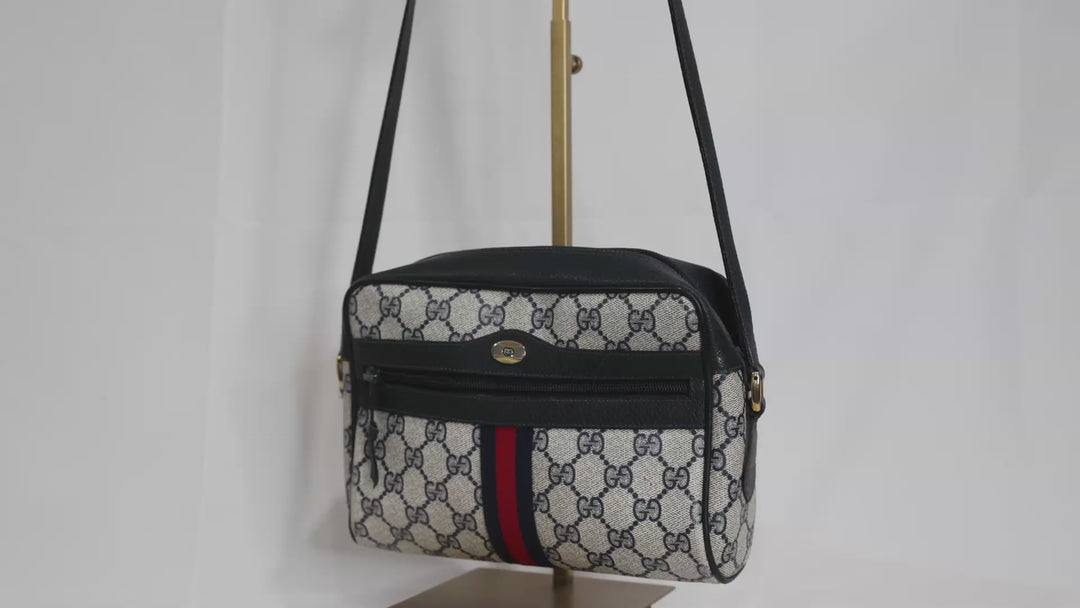 Gucci GG Ophidia Navy Blue Canvas Crossbody Bag