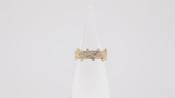 Judith Ripka Yellow Gold Toned Diamonique Crown Thorn Ring - Size 8
