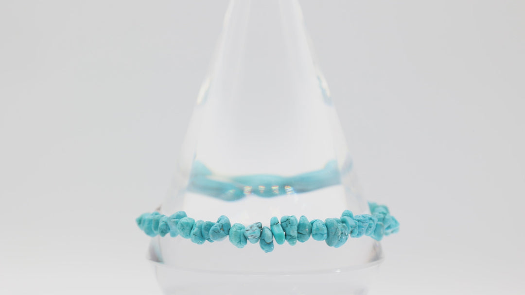 Costume Silver Tone Beaded Turquoise Rock Bracelet 11 Inches