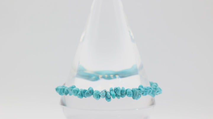 Costume Silver Tone Beaded Turquoise Rock Bracelet 11 Inches