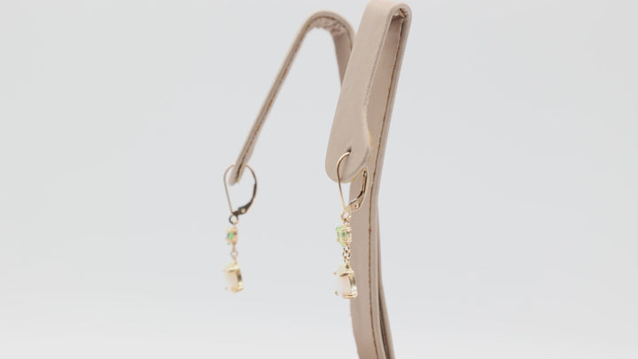 14k Yellow Gold Opal And Peridot Dangle Earrings For Women