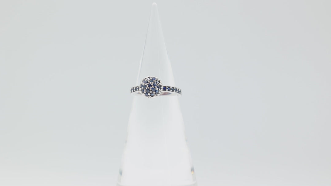 Judith Ripka 925 Sterling Silver Blue Spinel Cluster Ring Size 11