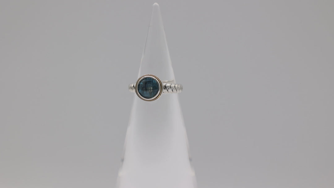 Effy 925 Sterling Silver Blue Topaz Ring With 18K Yellow Gold Accent Size 7