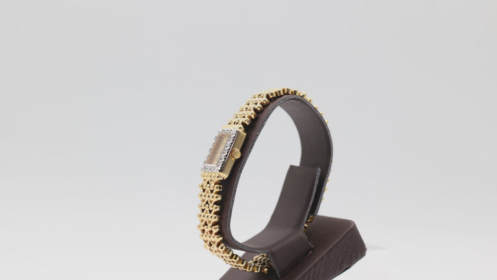 Wittnauer Quartz Gold Plated Beaded Watch with Diamonds