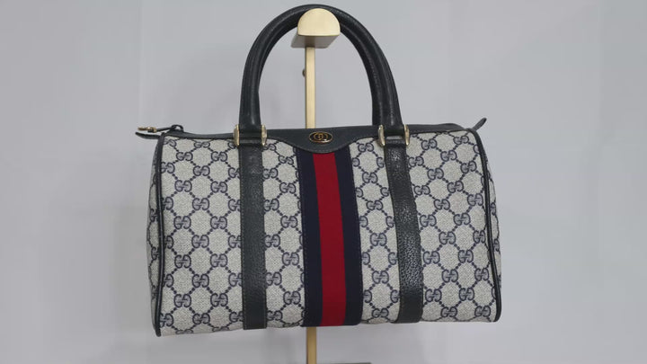 Gucci Navy Blue Bowler Handbag and Wallet