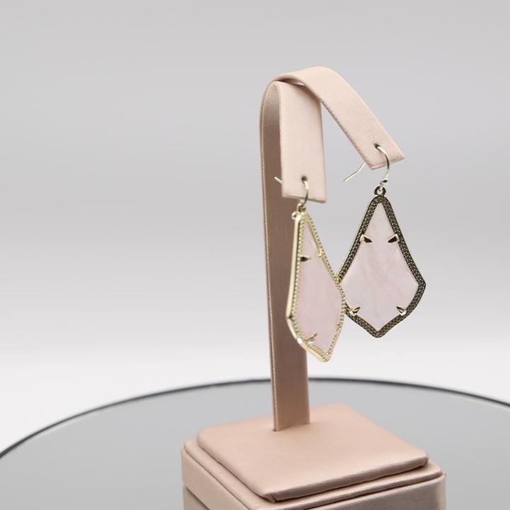 Gold Tone Kendra Scott Rose Quartz Drop Earrings