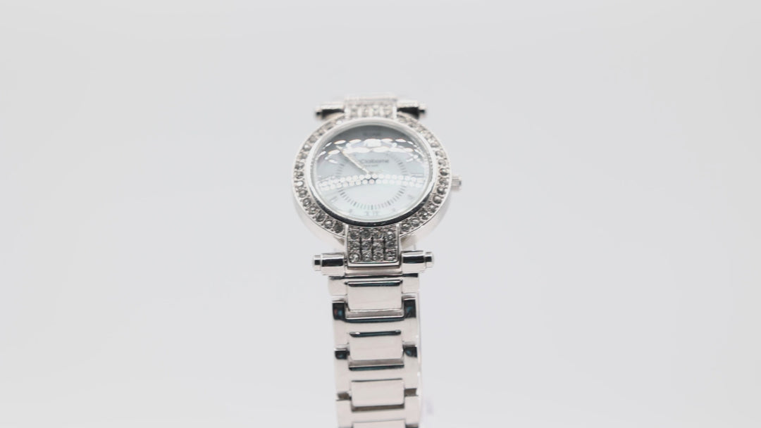 Liz Claiborne New York Stainless Steel Mother Of Pearl Watch w/ Crystals