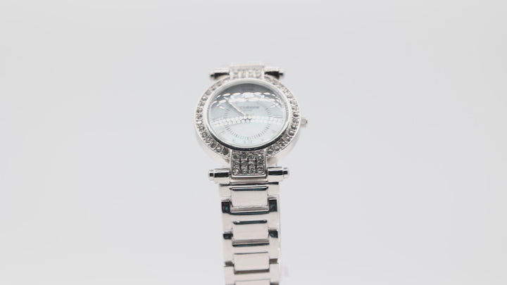 Liz Claiborne New York Stainless Steel Mother Of Pearl Watch w/ Crystals