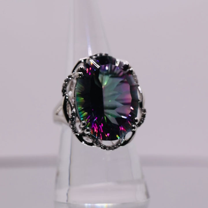 925 Sterling Silver Mystic Quartz Ring - Size 7.5