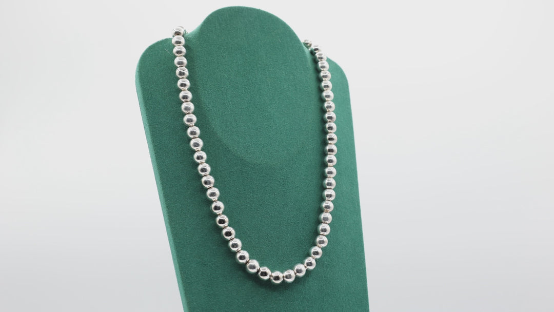925 Sterling Silver 18 Inch Beaded Necklace for Women