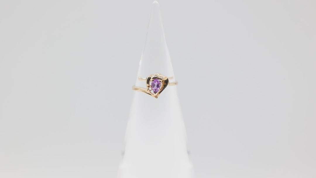 14k Yellow Gold Ring with 4mm x 6mm Pear Amethyst Stone