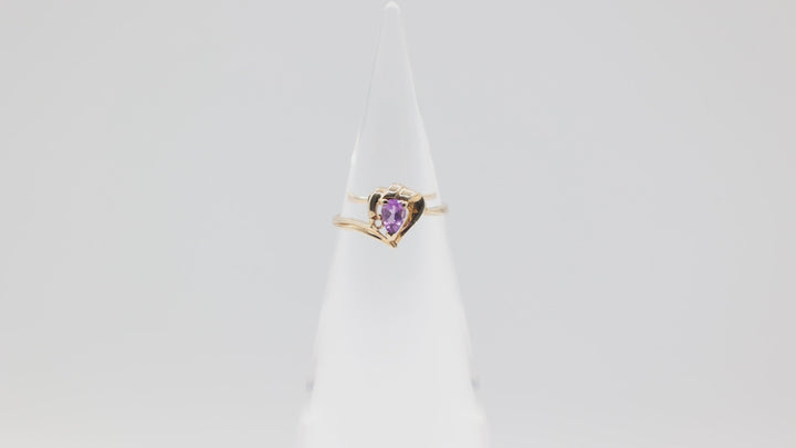14k Yellow Gold Ring with 4mm x 6mm Pear Amethyst Stone
