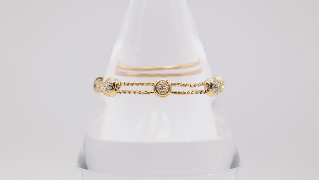 Swarovski Signed Swan Gold Plated 5 Crystal Rhinestone Rope Link Bracelet