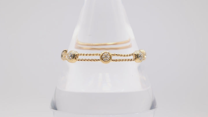 Swarovski Signed Swan Gold Plated 5 Crystal Rhinestone Rope Link Bracelet