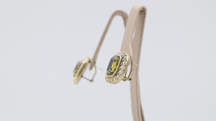 Heidi Daus Green Stone with Honey Rhinestone Earrings with Post