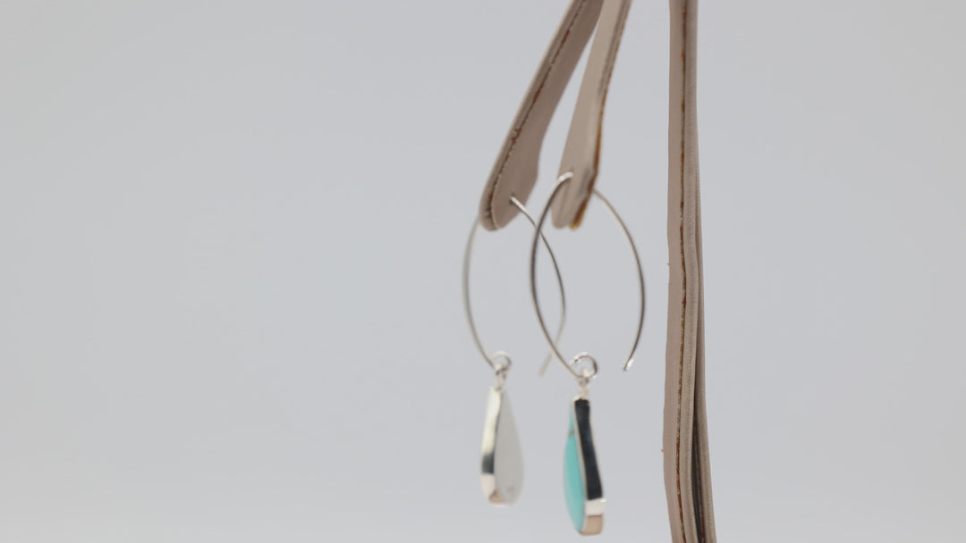 Sterling Silver 44mm Pear Shaped Turquoise Dangle Earrings