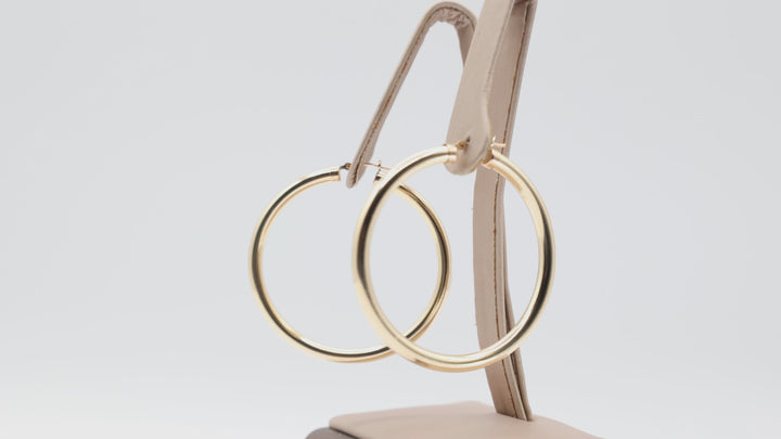 14k Gold 4x50mm Hoop Earrings Lightweight Durable Jewelry