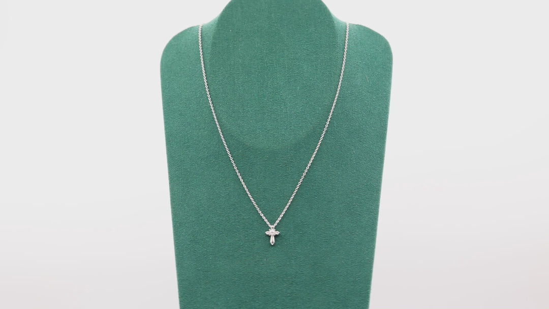 925 Sterling Silver Gabriel & Co White Pearl Cross 16" Chain Necklace