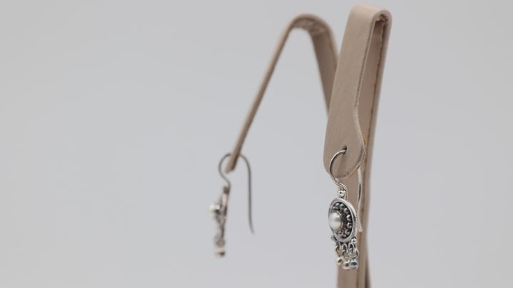 925 Sterling Silver Dreamcatcher Style Dangle Earrings with Pearl