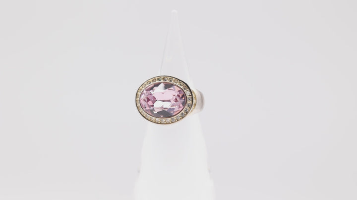 Givenchy Pink Crystal Oval Ring Size 9