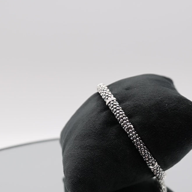 925 Sterling Silver Lagos Five Station X Caviar Bracelet