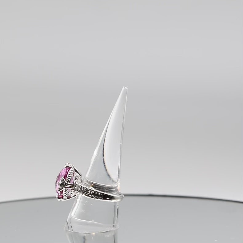 925 Sterling Silver Judith Ripka Pink Sapphire and Cubic Zirconia Ring Size - 10