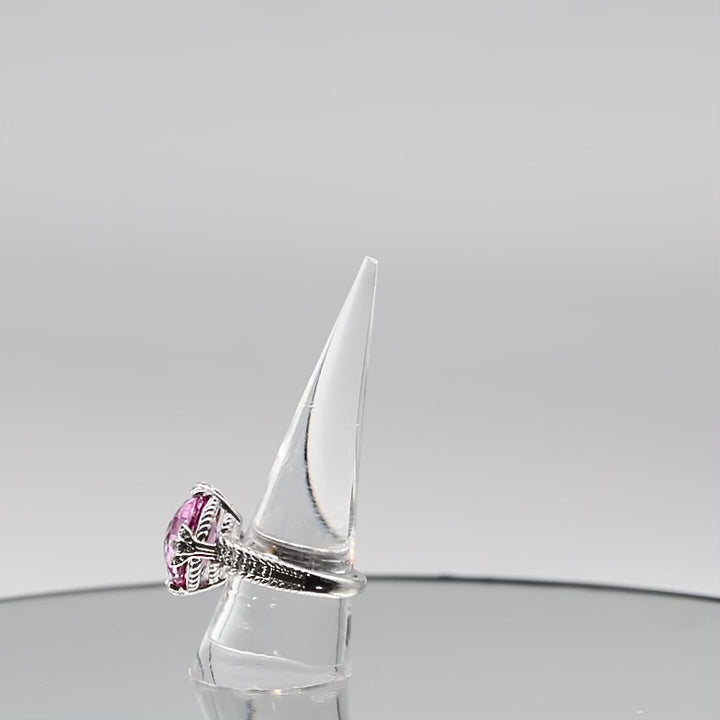 925 Sterling Silver Judith Ripka Pink Sapphire and Cubic Zirconia Ring Size - 10