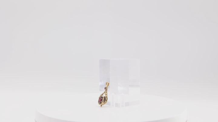 Antique Styled 14k YG Garnet Pendant