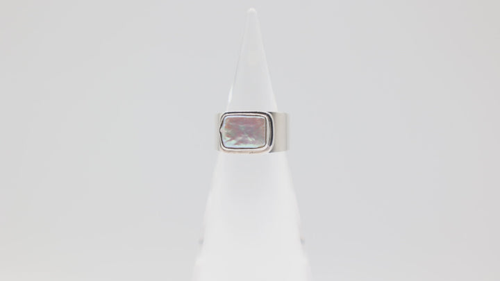 925 Silver Mother of Pearl Rectangle Ring Size 8.5