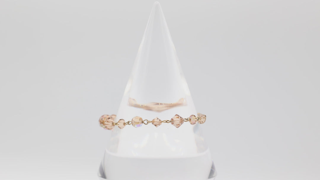 Costume Yellow Gold Toned Beaded Bronze Colored Bracelet - 6.5 inches
