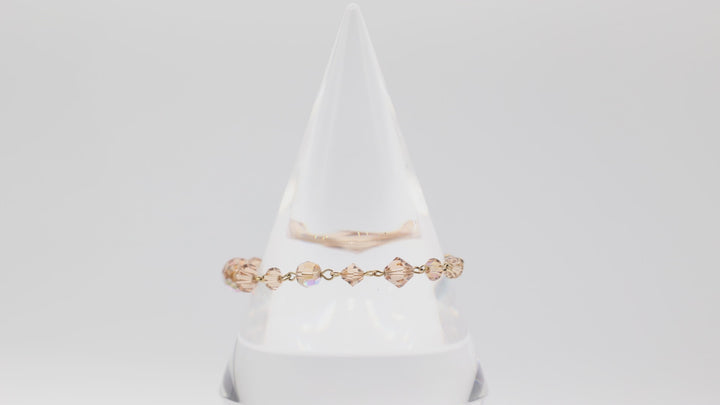 Costume Yellow Gold Toned Beaded Bronze Colored Bracelet - 6.5 inches