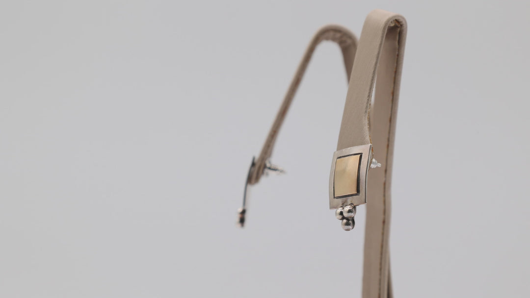 14k Yellow Gold and 925 Sterling Silver Cester Charley Navajo Stud Earrings