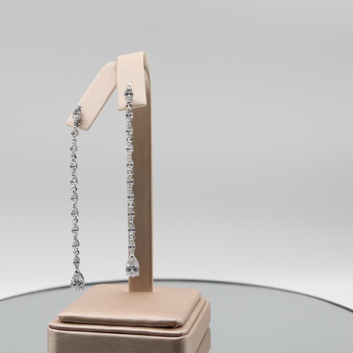 Silver Tone Givenchy Drop Crystal Earrings