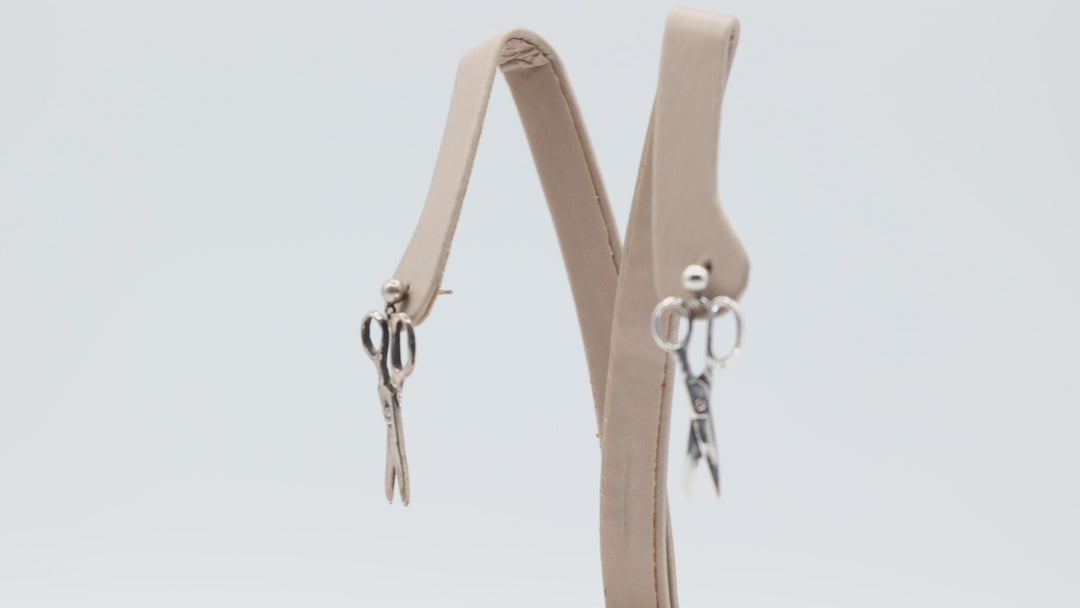 925 Sterling Silver Scissor Dangle Earrings