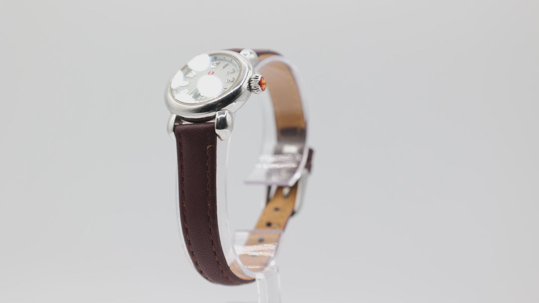 Michele Mini CSX Stainless Steel Swiss Brown Genuine Leather Watch
