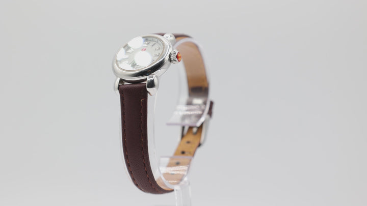 Michele Mini CSX Stainless Steel Swiss Brown Genuine Leather Watch