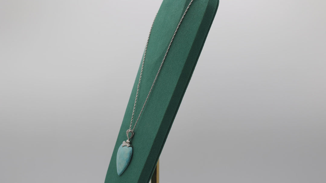 Sterling Silver Adjustable Chain Larimar Turquoise Pendant