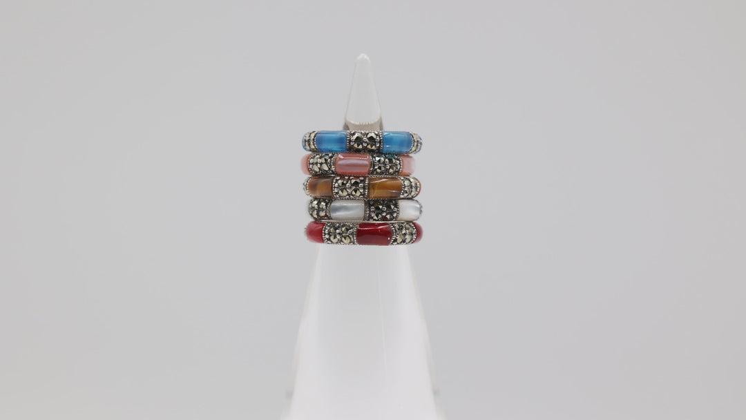 Sterling Silver Stackable Rings Set of 5 Size 5.5 Thailand
