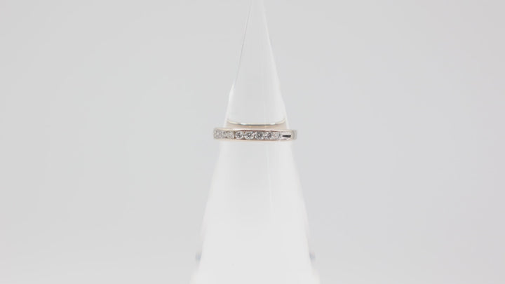 10k White Gold Band with Twelve 2mm Round Diamonds Ring Size 5.75