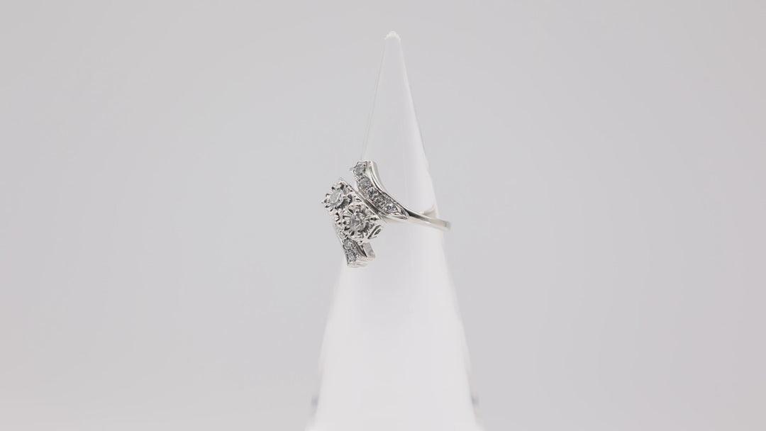 14k White Gold Diamond 3 Tier Ring- Size 5.5