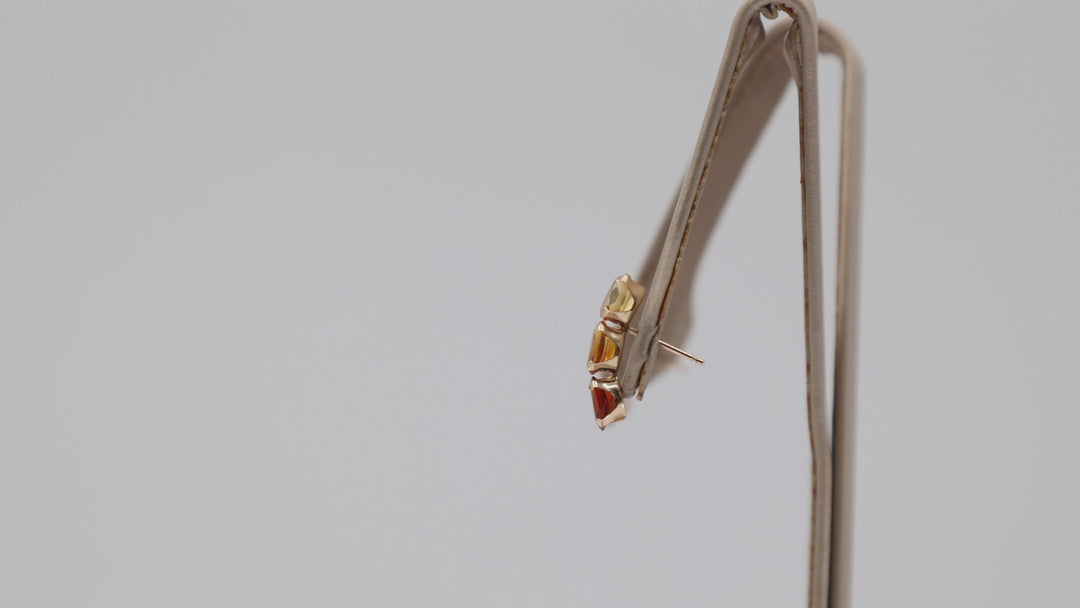 10K Yellow Gold Three Tone Citrine Stud Earrings 6x4mm