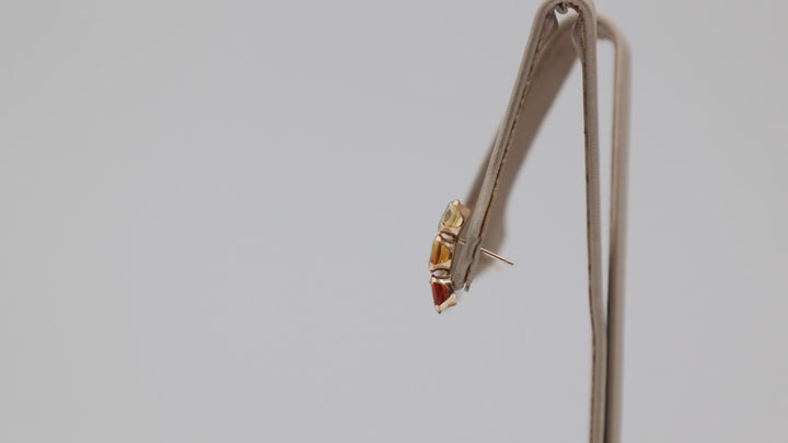 10K Yellow Gold Three Tone Citrine Stud Earrings 6x4mm