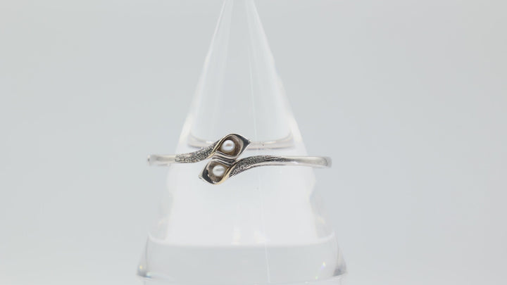 925 Sterling Silver and 14k Gold Accents with Pearls Bracelet