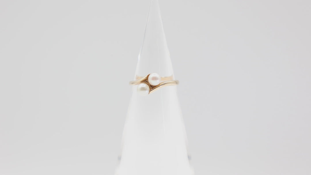 14k Yellow Gold Pearl Stone Ring Size 6