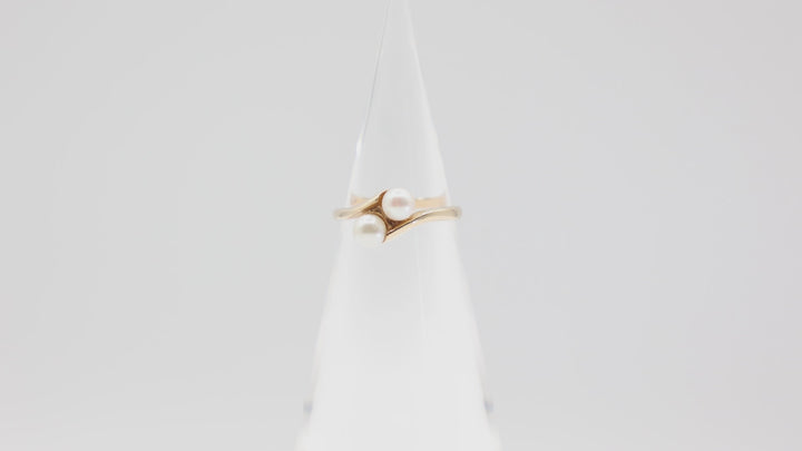 14k Yellow Gold Pearl Stone Ring Size 6