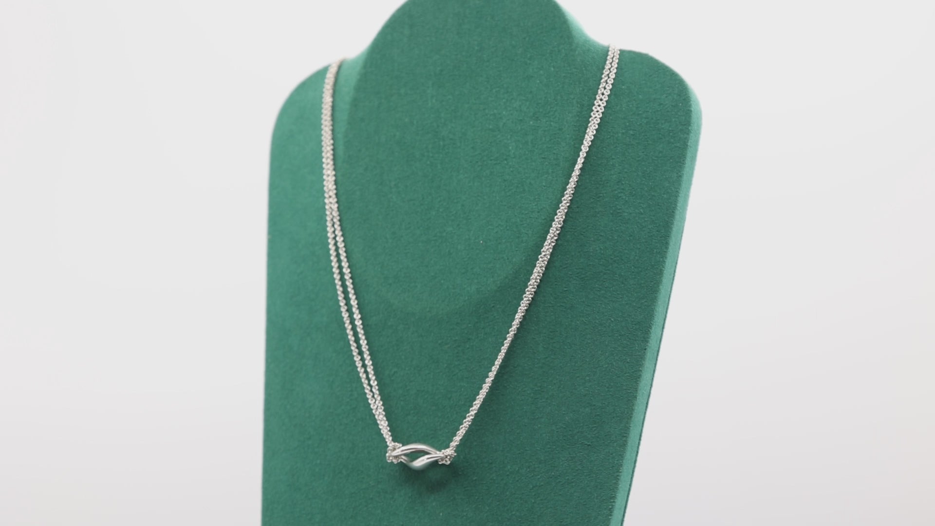 Tiffany & Co. Sterling Silver Double Chain Infinity Knot Necklace