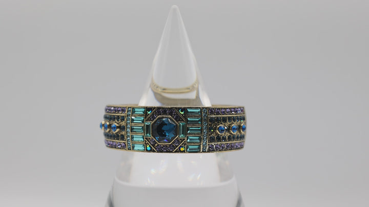 Heidi Daus Large Blue Green Purple Crystal Cluster Bracelet