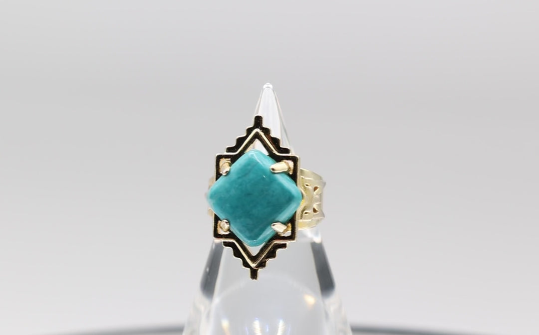 Kendra Scott Faux Turquoise Gold Plated Ring Size 8