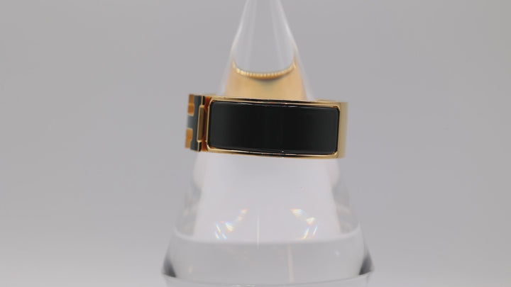 HERMES Yellow Gold Plated Cuff Bracelet w/ "H"