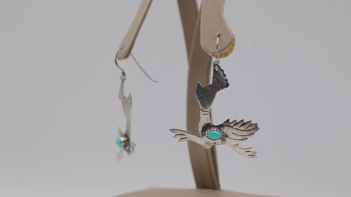 Sterling Silver Turquoise Roadrunner Earrings
